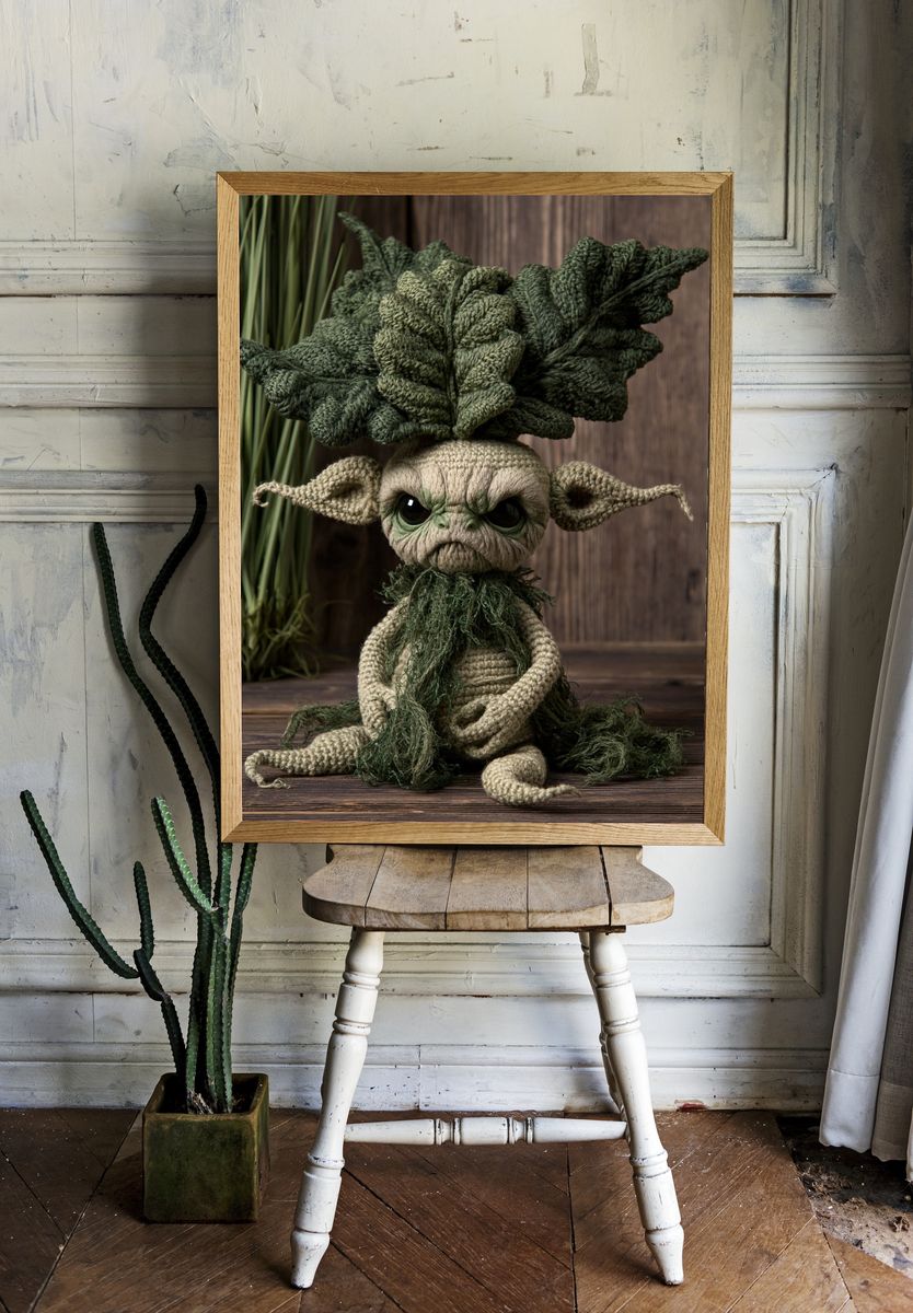 Yoda Crochet Portrait Poster. room preview