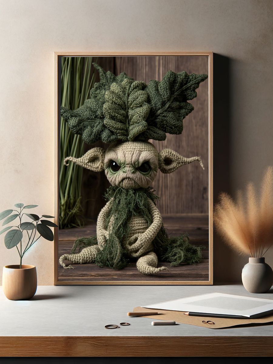 Yoda Crochet Portrait Poster. — room view 2
