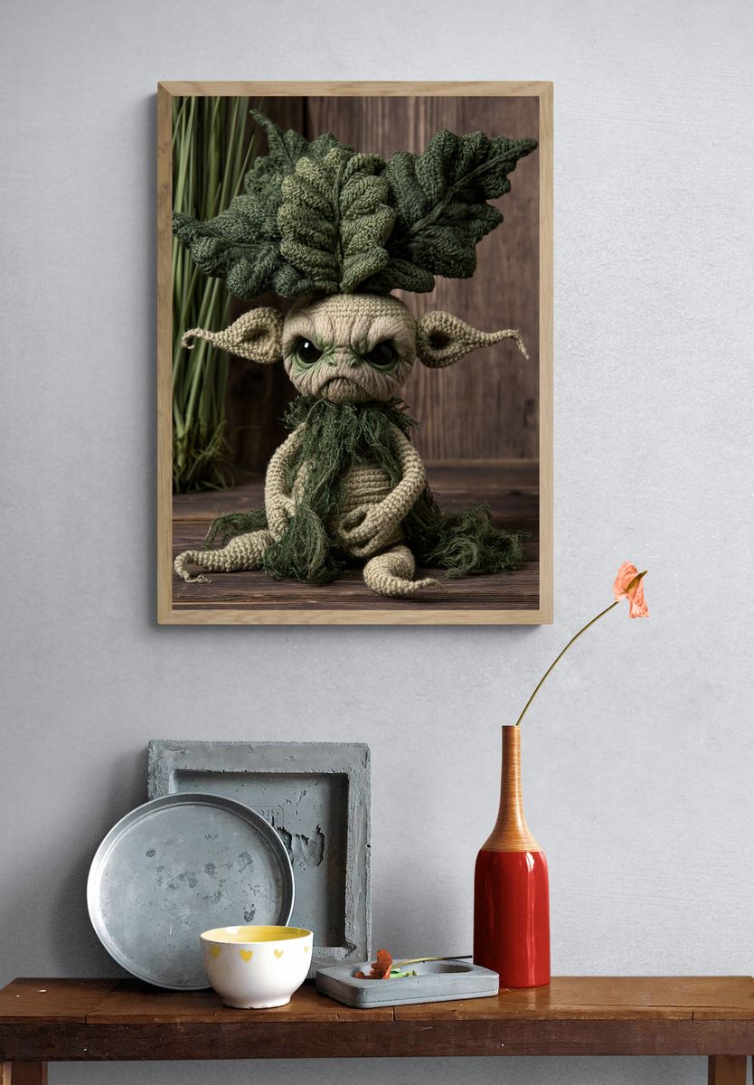 Yoda Crochet Portrait Poster. — room view 3