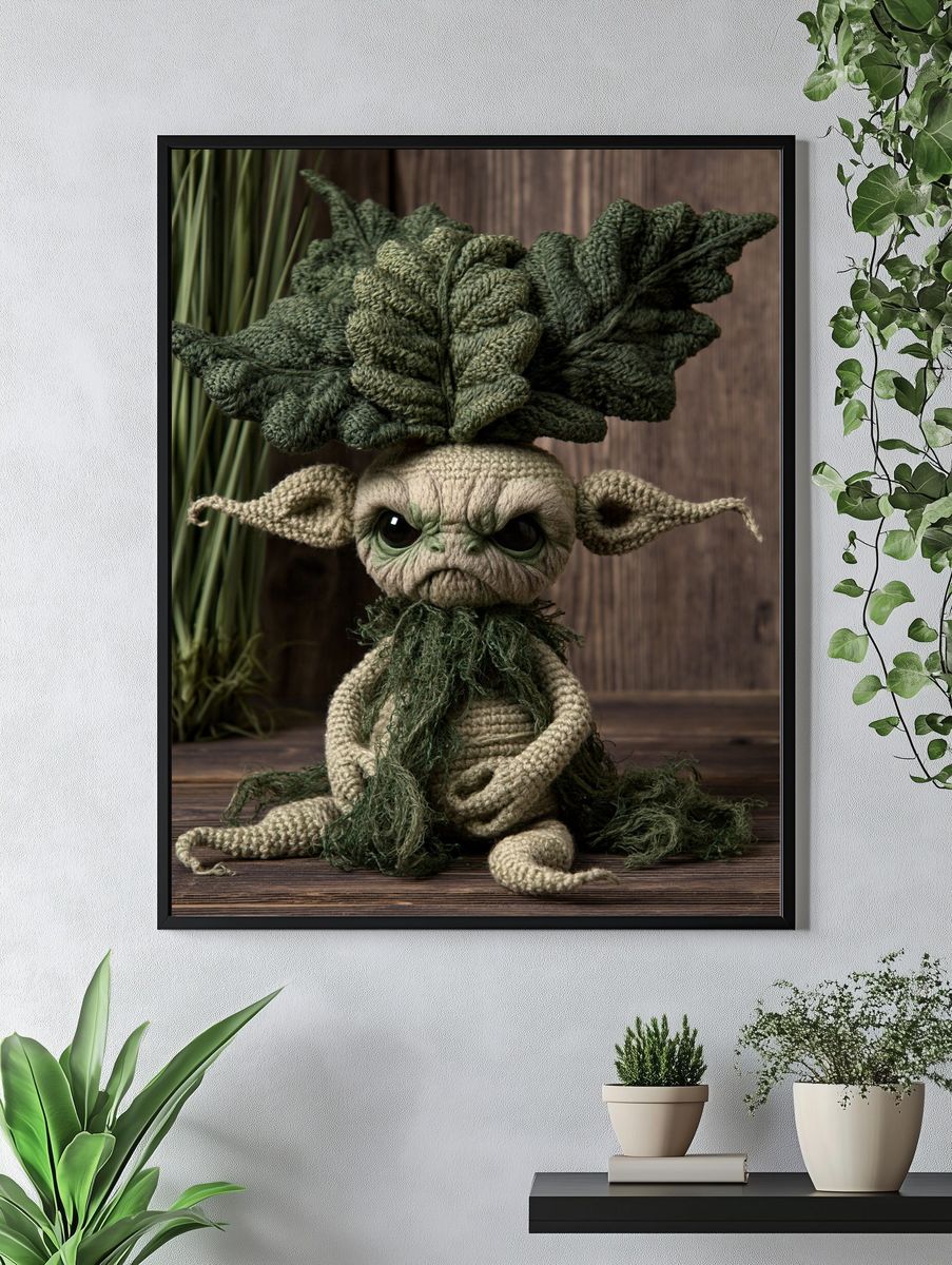 Yoda Crochet Portrait Poster. — room view 4