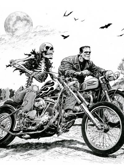 Frankenstein Biker Horror Print.