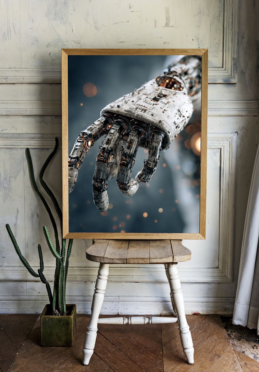 Cybernetic Hand Sci-Fi Print. — room view 1