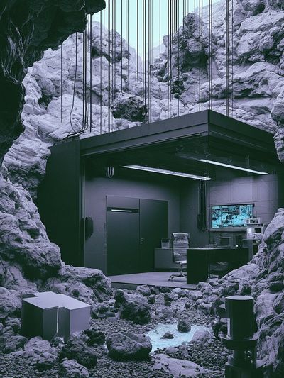 Futuristic Cave Lab Poster. poster