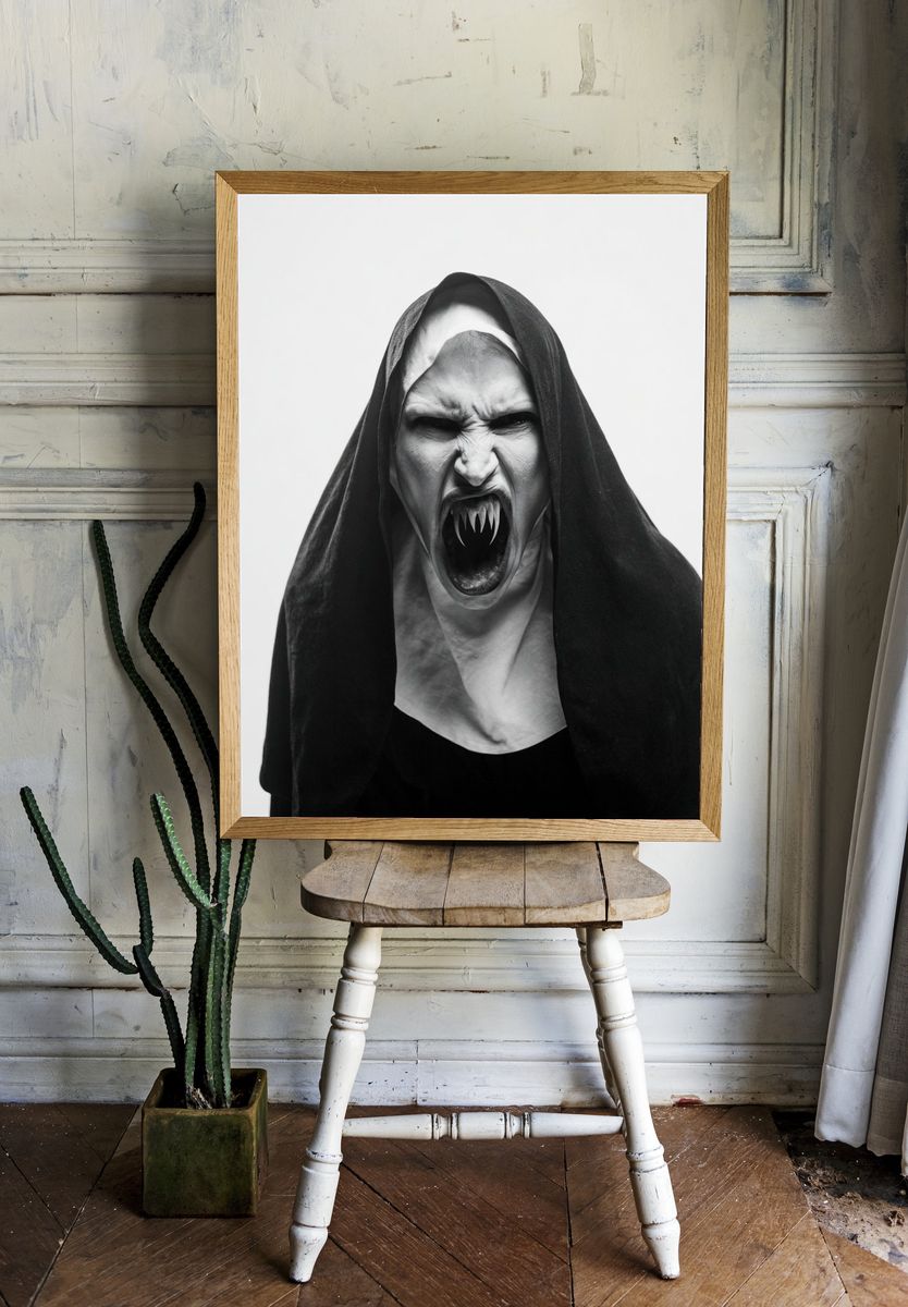 Screaming Nun Horror Print. room preview