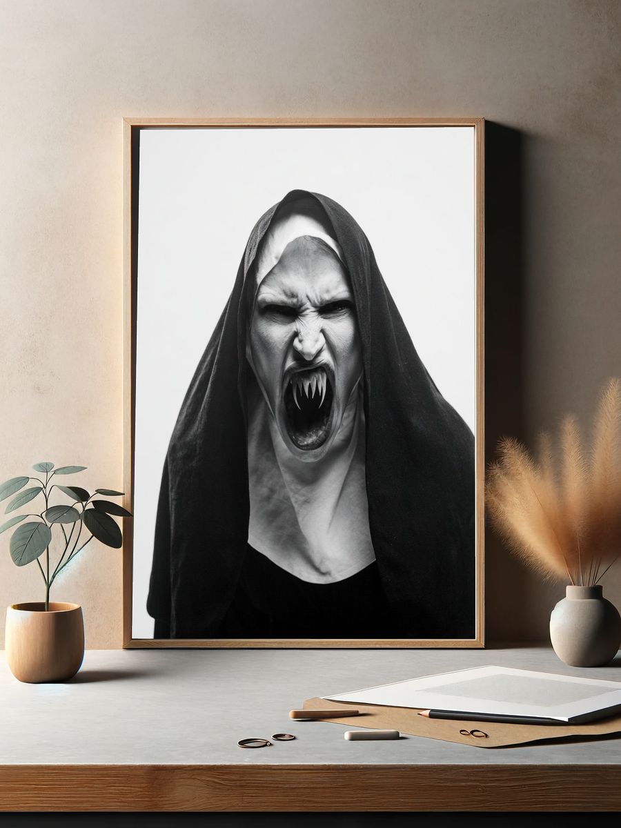 Screaming Nun Horror Print. — room view 2