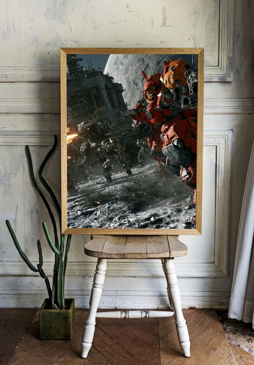 Moon Mech Battle Sci-Fi Poster. — room view 1