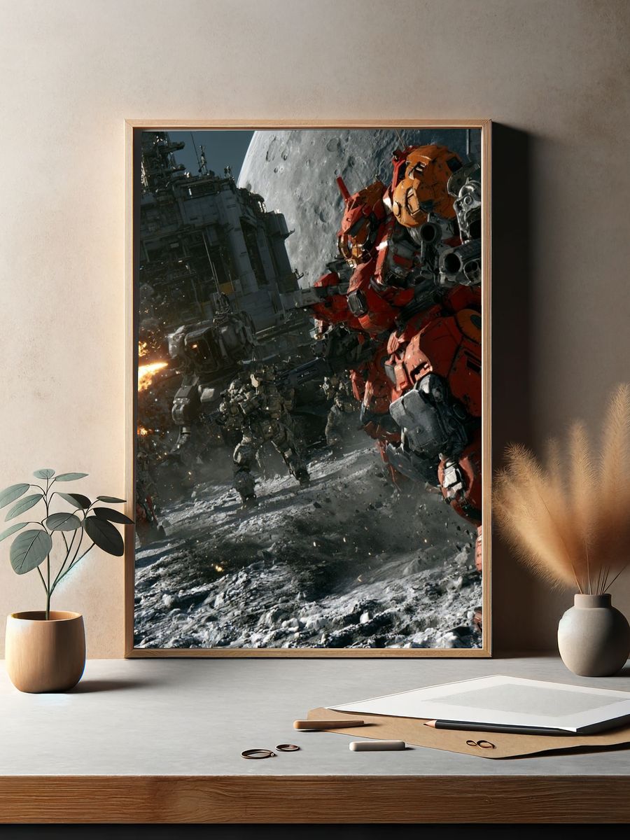 Moon Mech Battle Sci-Fi Poster. — room view 2