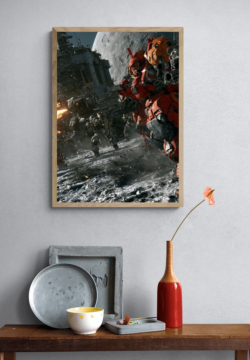 Moon Mech Battle Sci-Fi Poster. — room view 3