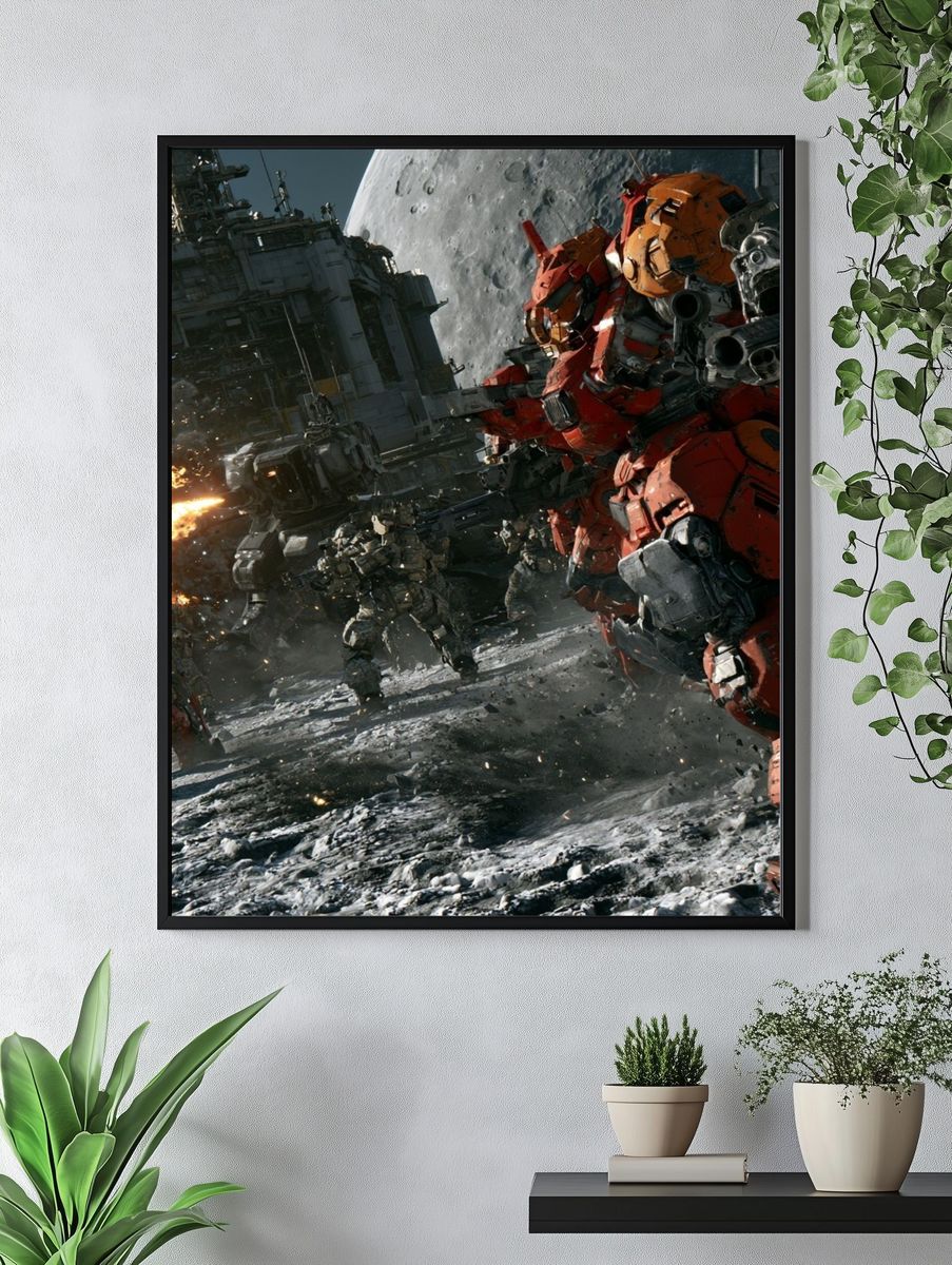 Moon Mech Battle Sci-Fi Poster. — room view 4