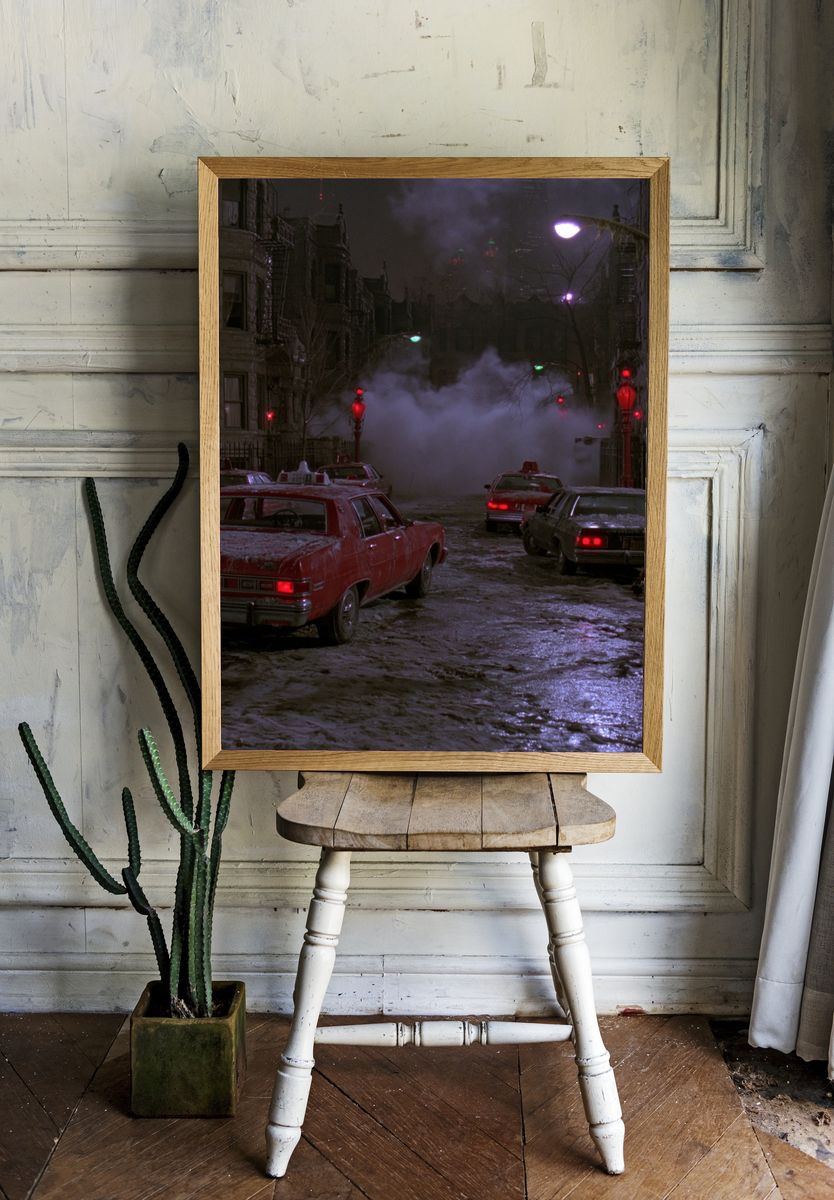 Foggy City Street Movie Poster. room preview