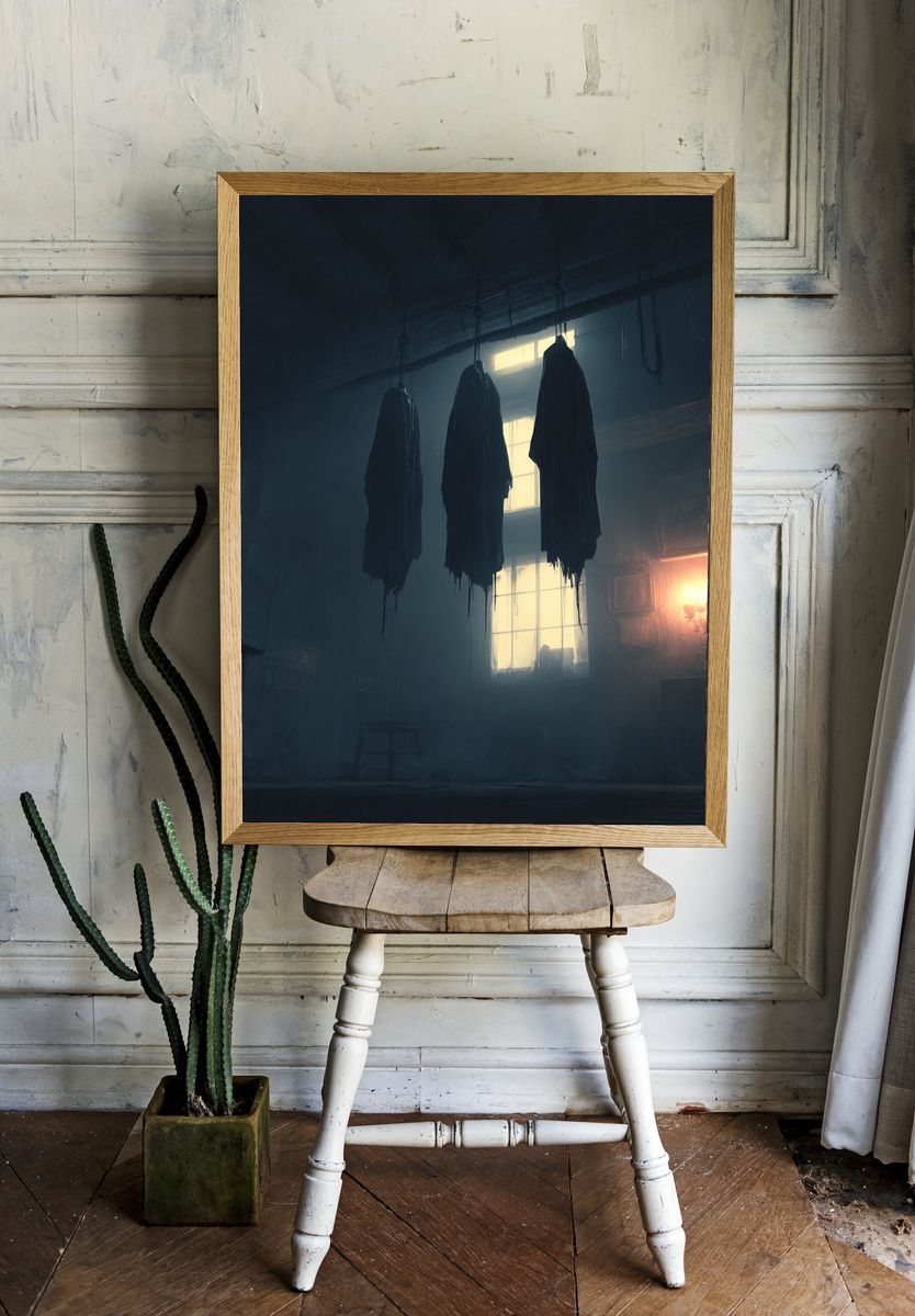 Haunted Attic Interior Horror Print. room preview