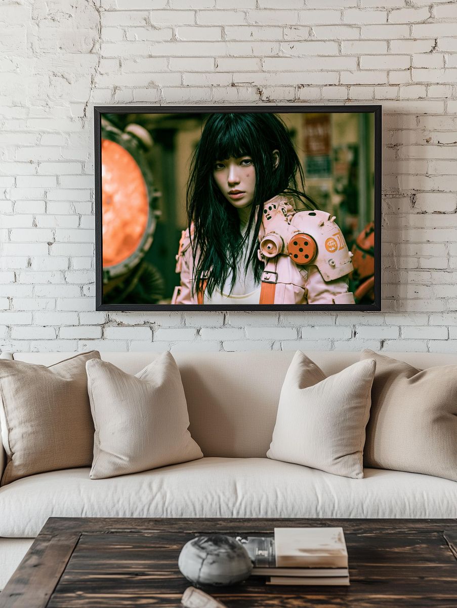 Cyberpunk Girl Portrait Print. — room view 1
