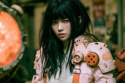 Cyberpunk Girl Portrait Print. poster