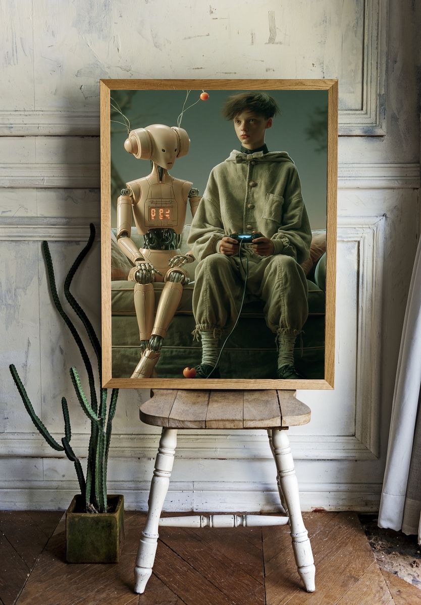 Boy and Robot Sci-Fi Poster. room preview