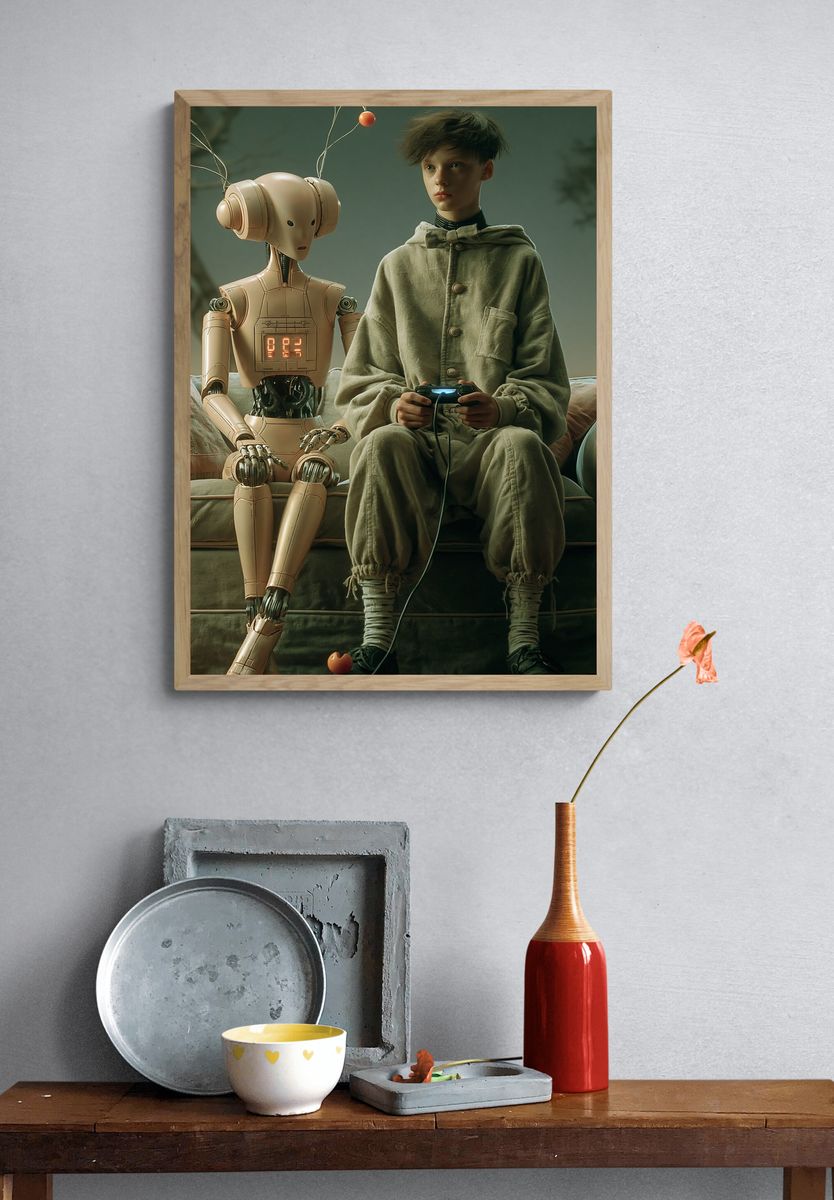 Boy and Robot Sci-Fi Poster. — room view 3