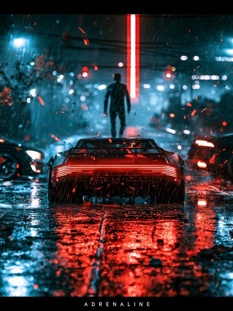 Adrenaline Cyberpunk Car Poster. poster detail