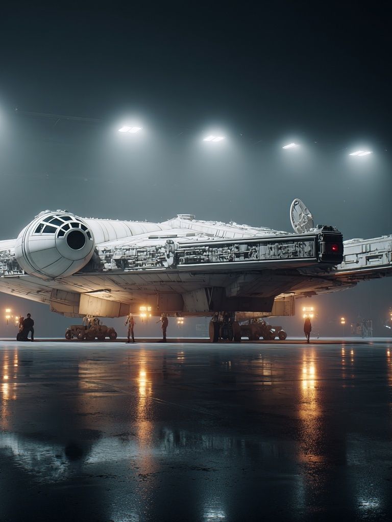 Millennium Falcon Hangar Scene Print. poster detail
