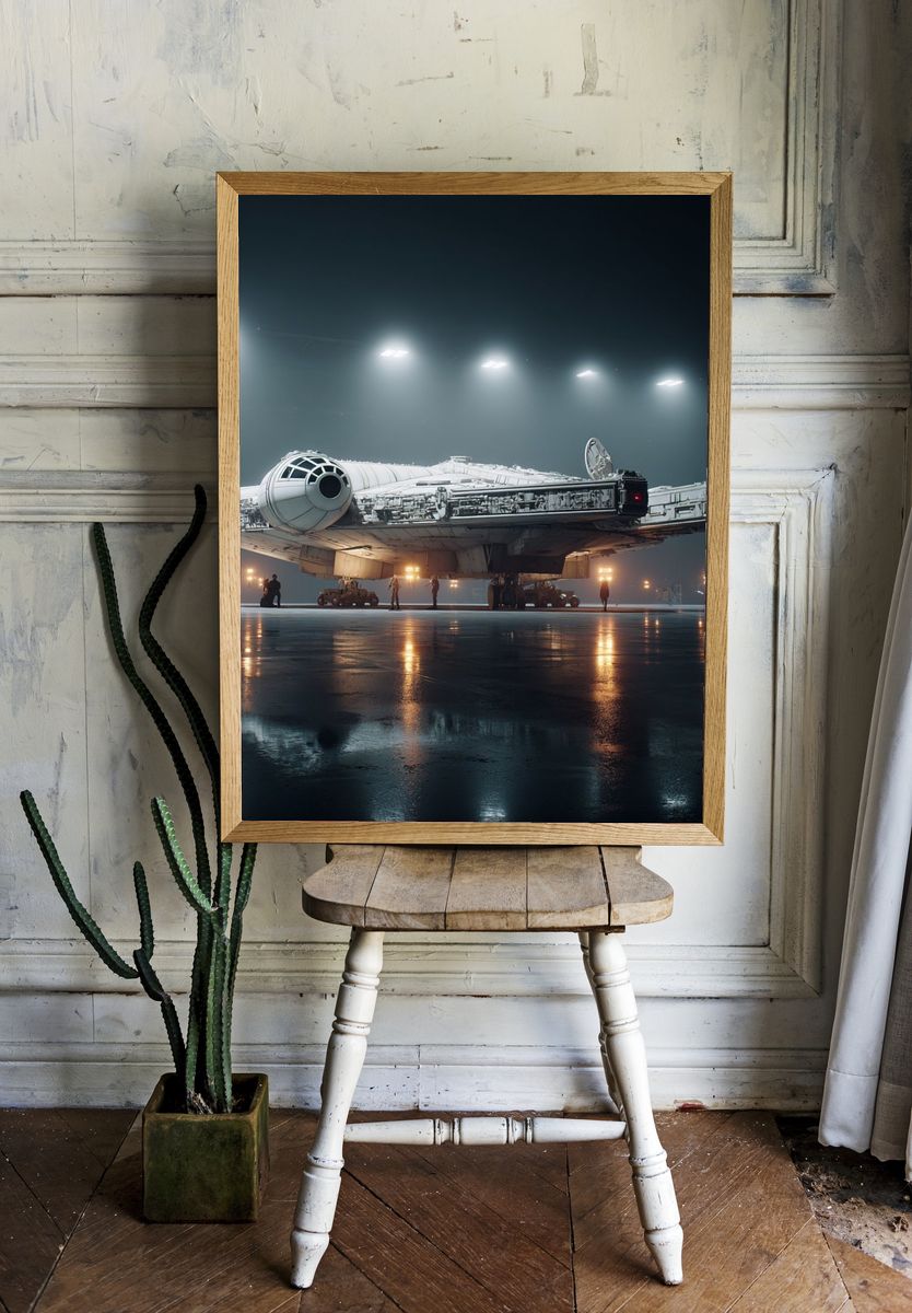 Millennium Falcon Hangar Scene Print. room preview