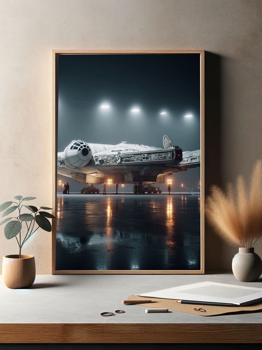 Millennium Falcon Hangar Scene Print. — room view 2