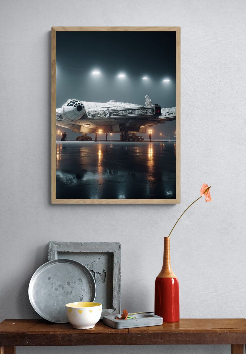 Millennium Falcon Hangar Scene Print. — room view 3