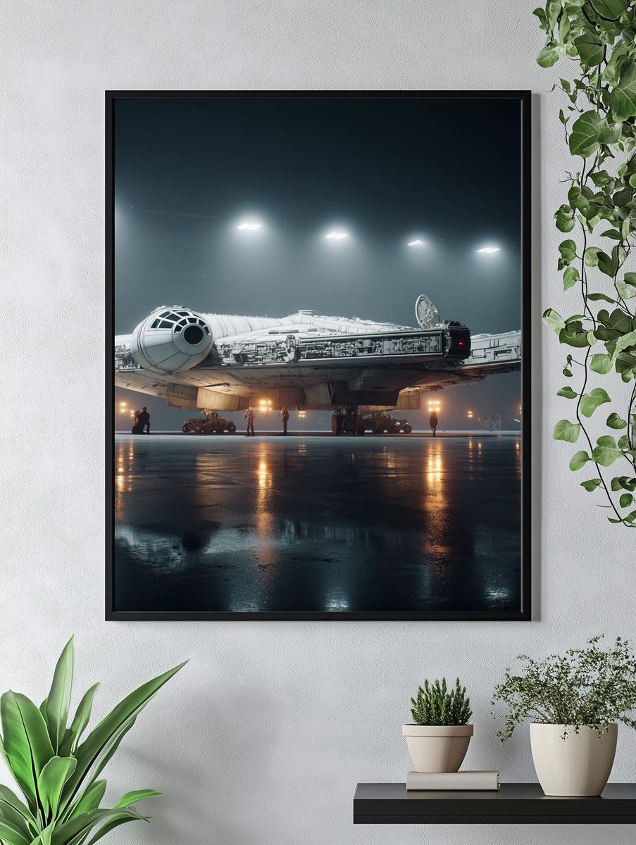 Millennium Falcon Hangar Scene Print. — room view 4