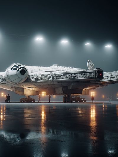 Millennium Falcon Hangar Scene Print. poster