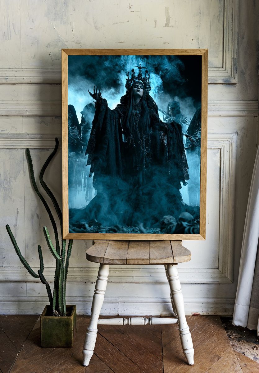 Dark Ritual Queen Horror Print. room preview
