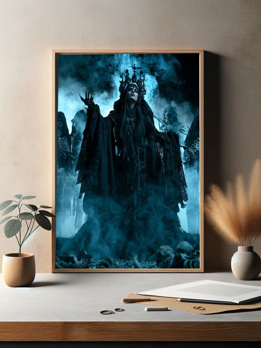 Dark Ritual Queen Horror Print. — room view 2