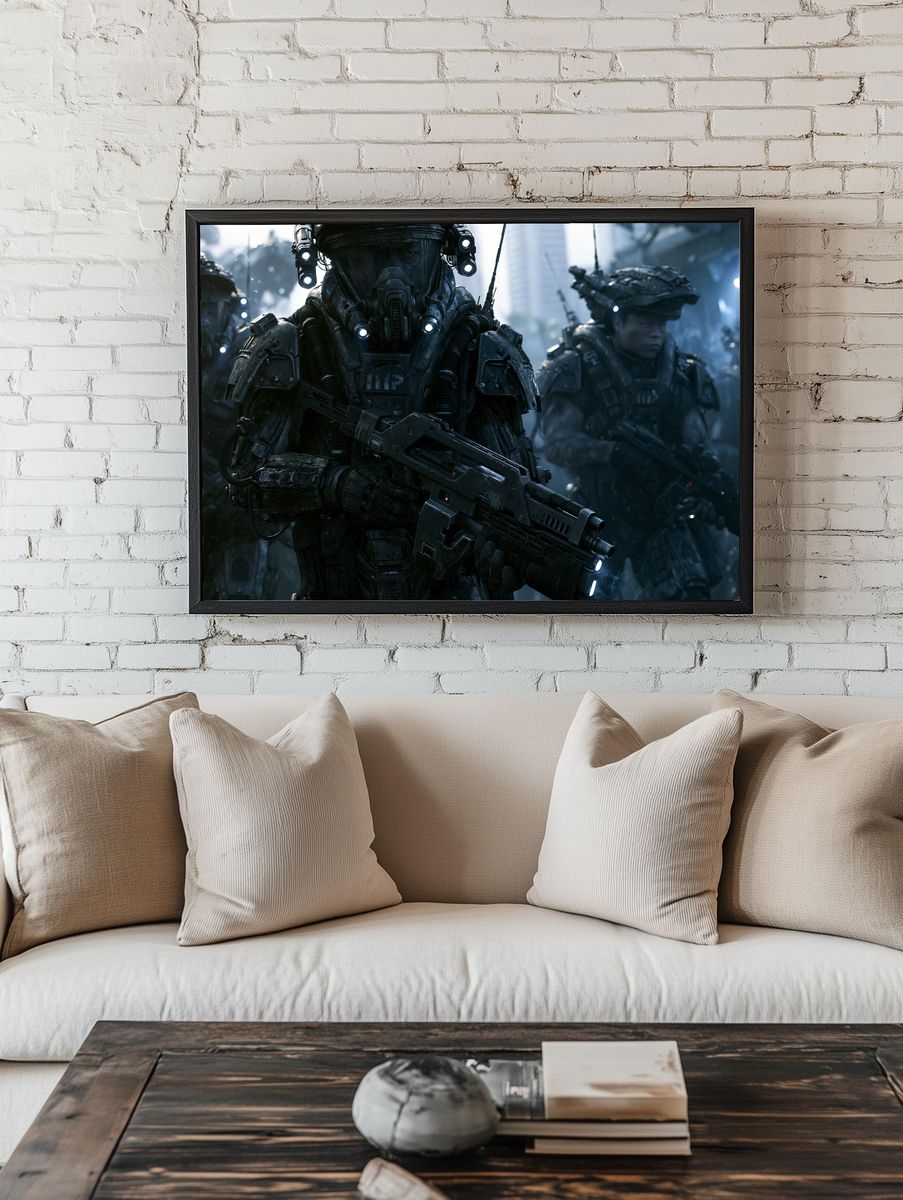 Futuristic Soldiers Sci-Fi Poster. room preview