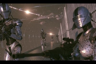 Sci-Fi Robot Corridor Poster. poster