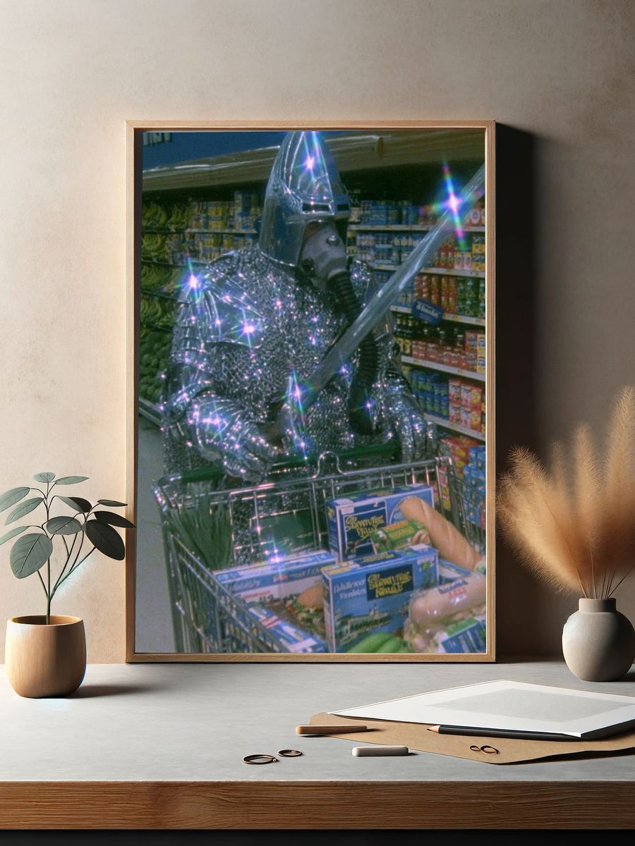 Knight in Supermarket — Retro Print. — room view 2