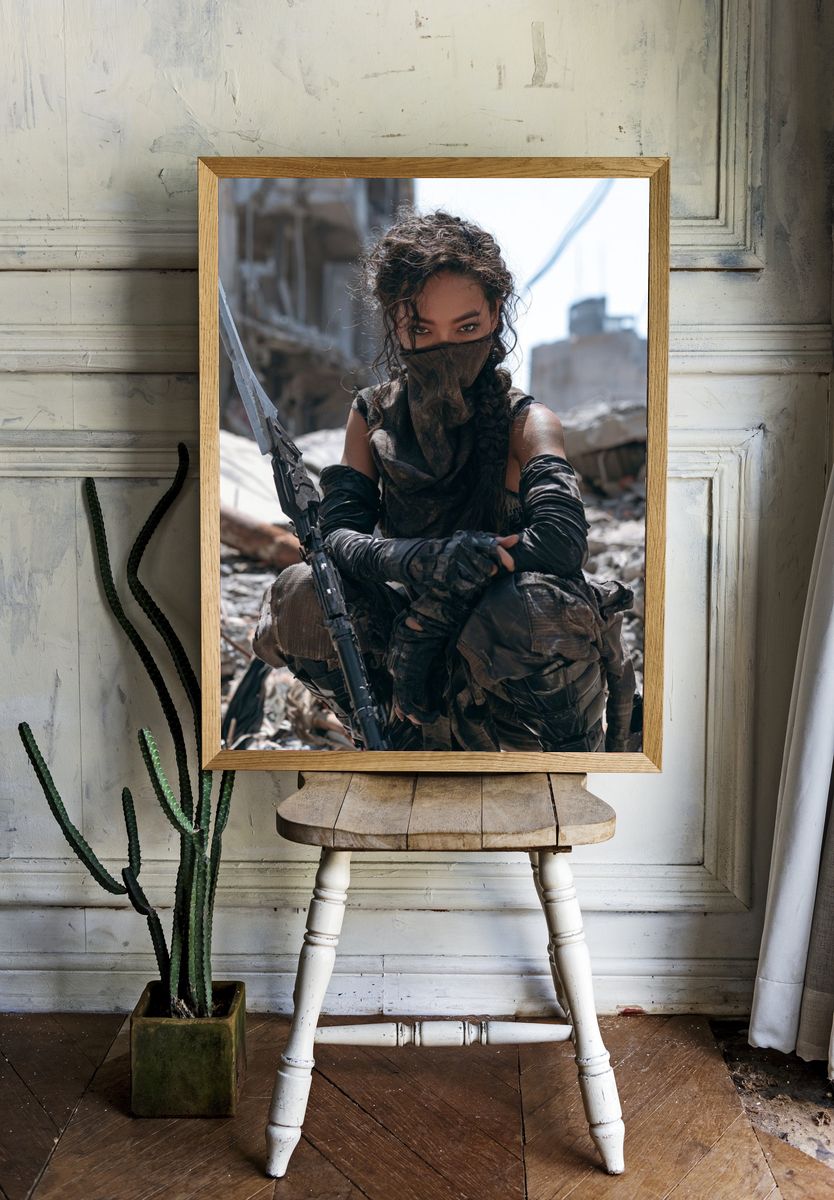 Post-Apocalyptic Warrior Portrait Print. room preview