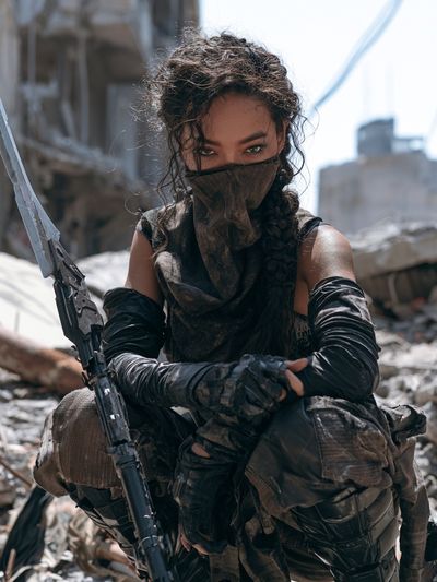Post-Apocalyptic Warrior Portrait Print. poster