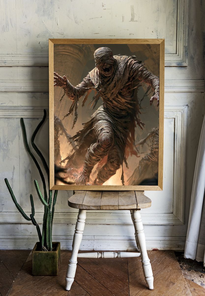 Mummy Horde Horror Print. room preview