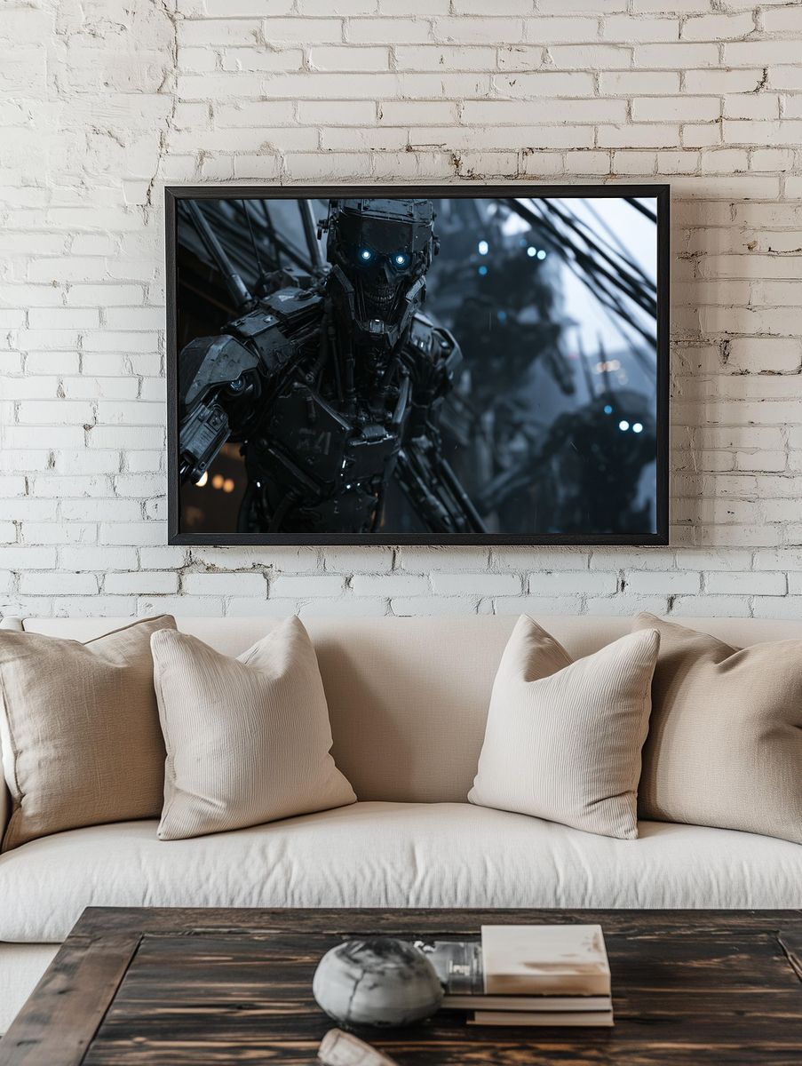 Cybernetic Skull Robot Sci-Fi Poster. room preview