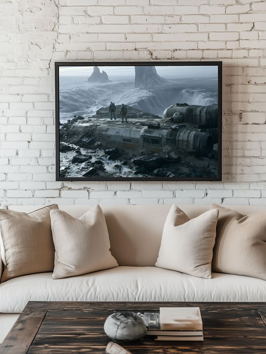 Alien Wreckage Landscape Poster. room preview