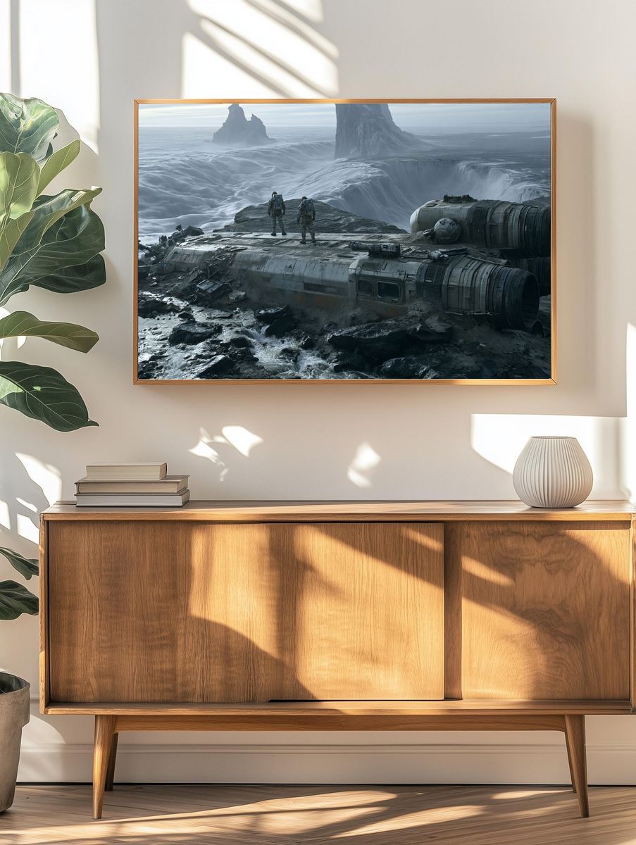 Alien Wreckage Landscape Poster. — room view 3