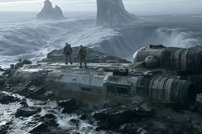 Alien Wreckage Landscape Poster. poster