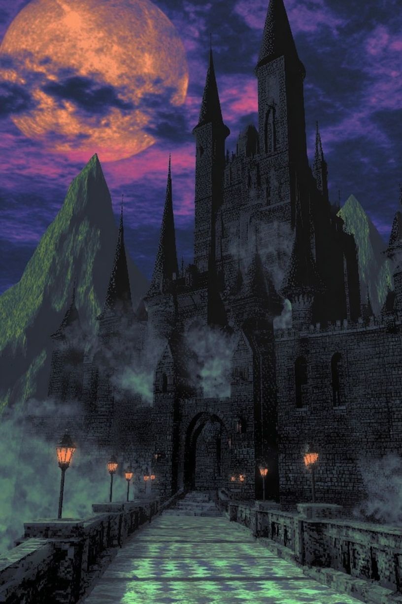 Moonlit Gothic Castle Fantasy Print. poster detail