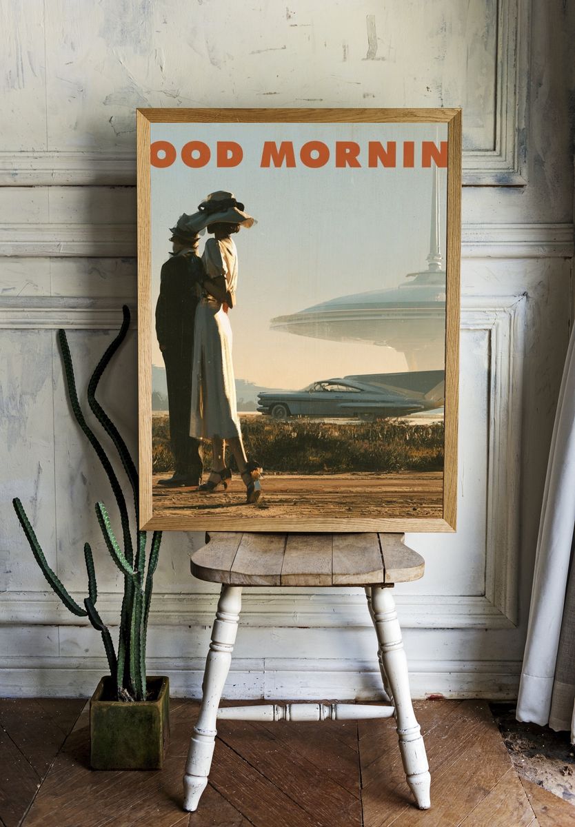 Good Morning Retro Sci-Fi Print. room preview