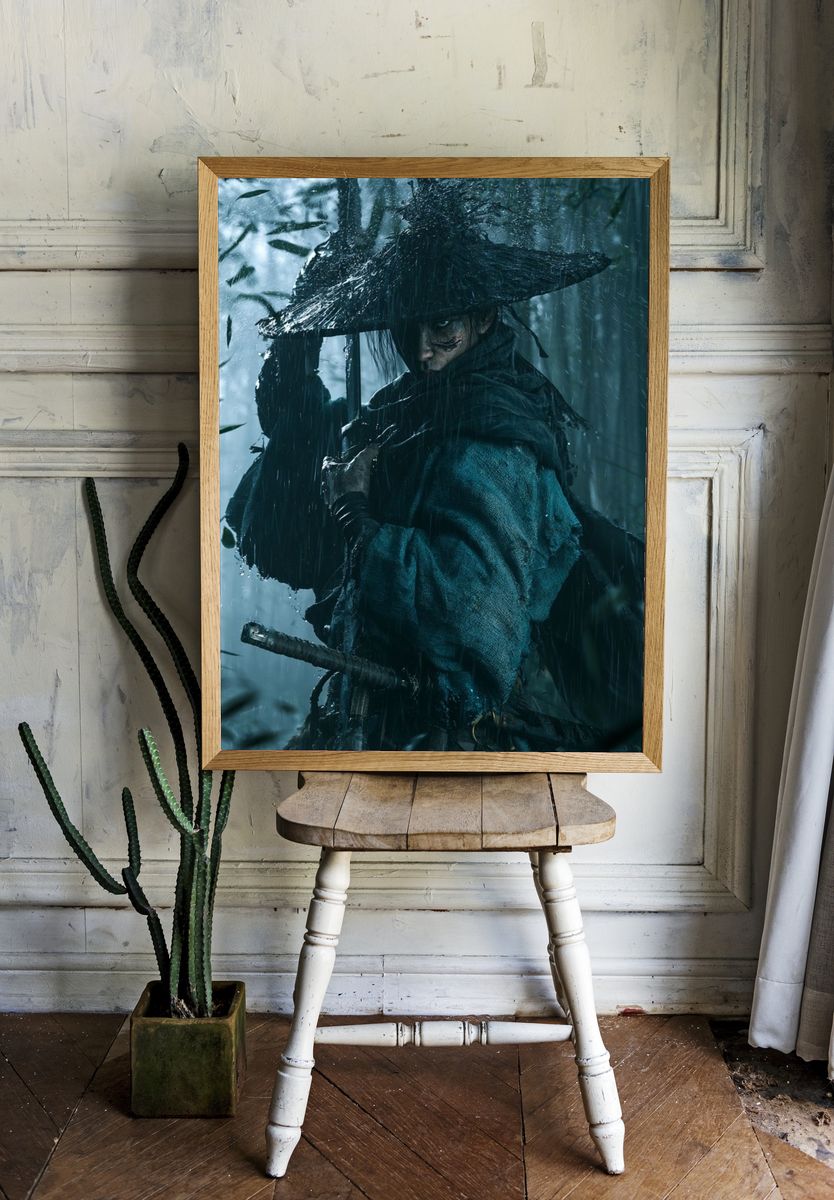 Rainy Samurai Warrior Poster. room preview