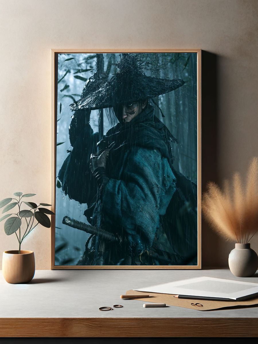 Rainy Samurai Warrior Poster. — room view 2