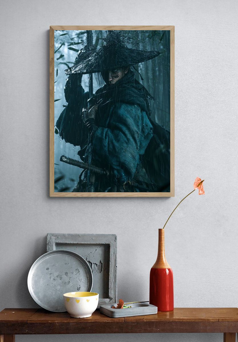Rainy Samurai Warrior Poster. — room view 3