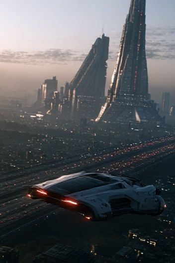 Futuristic Cityscape Sci-Fi Poster. poster detail