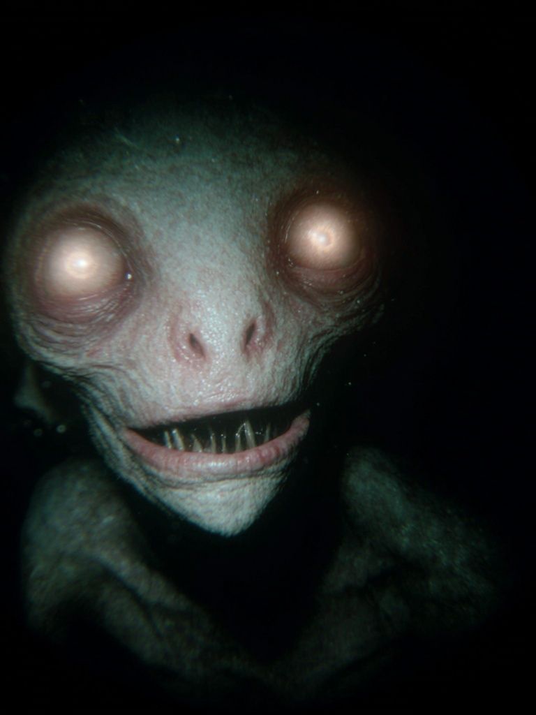 Creepy Pale Creature Horror Print. poster detail