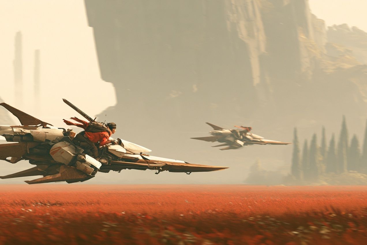 Sci-Fi Speeder Chase Poster. poster detail