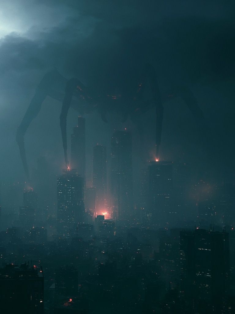 Kaiju Over City Skyline Poster. poster — movies art