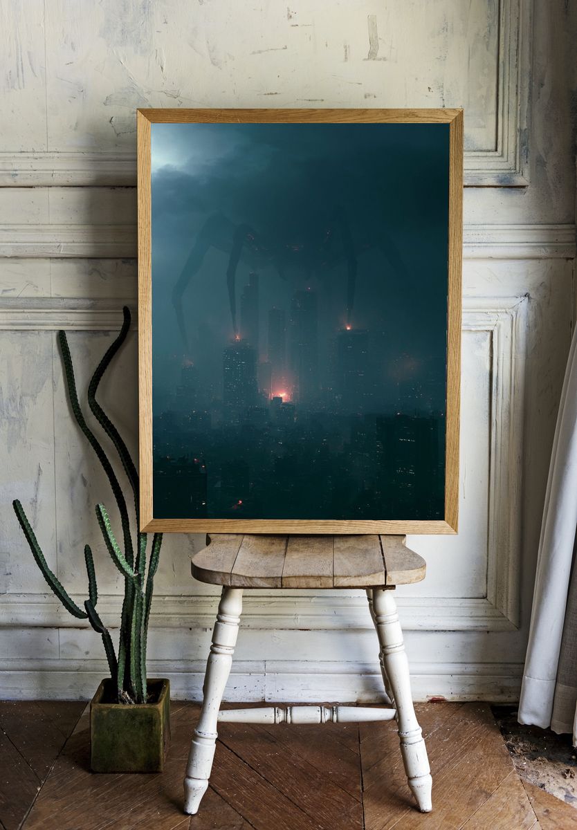 Kaiju Over City Skyline Poster. room preview