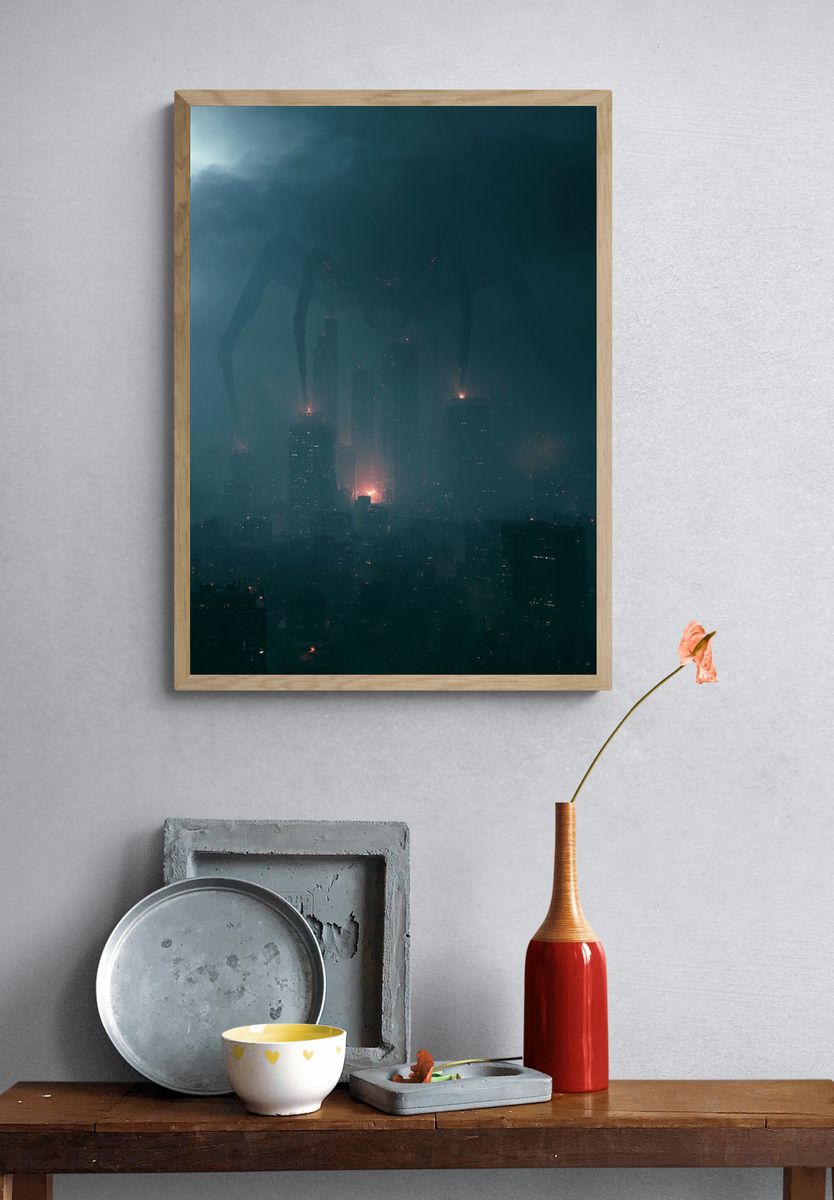 Kaiju Over City Skyline Poster. — room view 3
