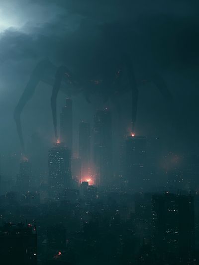 Kaiju Over City Skyline Poster. poster